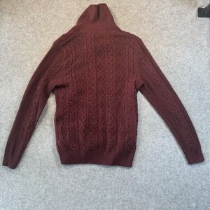 Goodthreads Shawl Collar Cable Knit Sweater Medium Burgundy Cotton Blend